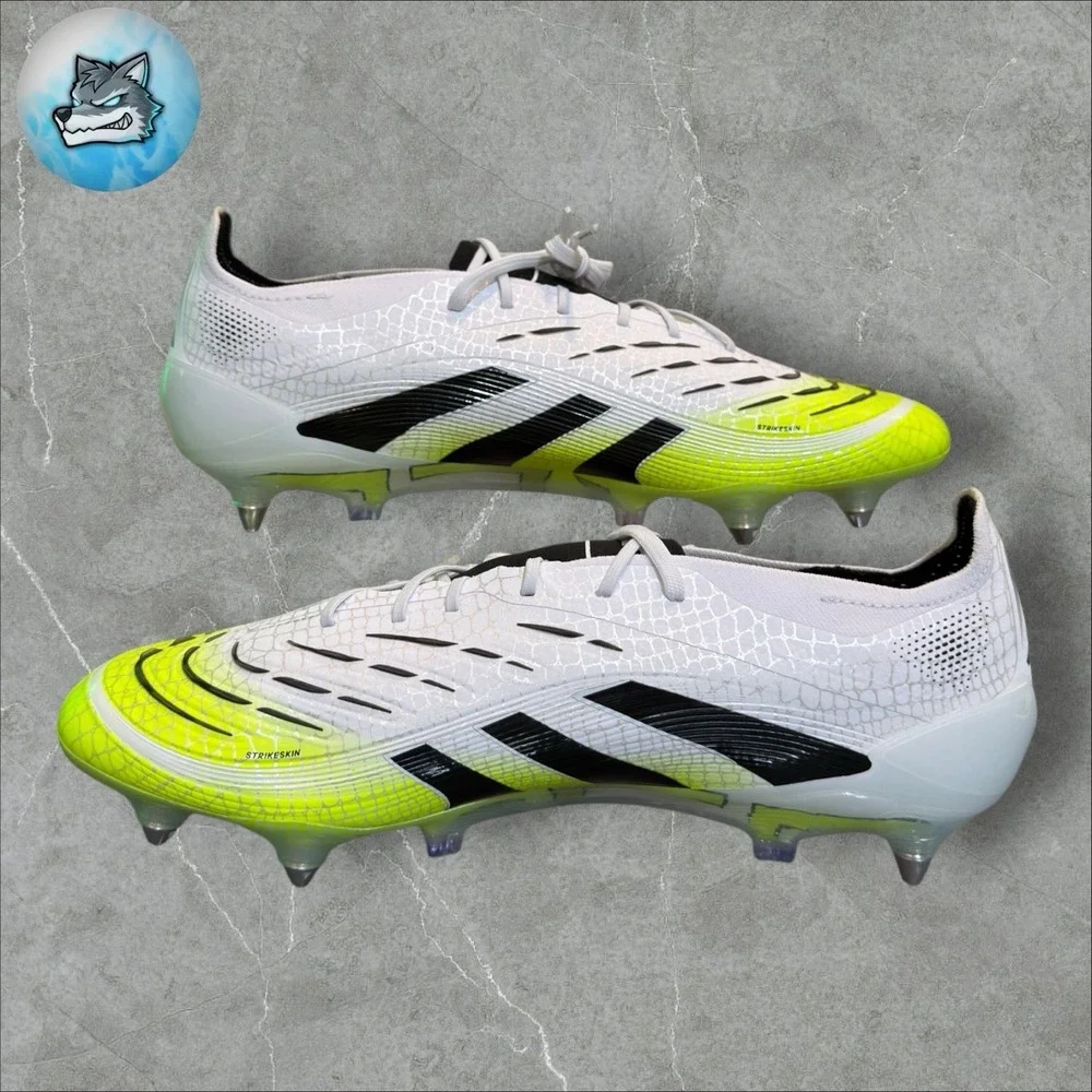 Men's Adidas Predator Elite SG White Green Soccer Cleats JI1067 Size 6.5